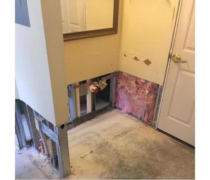 Flood cut performed in a home after flood damage